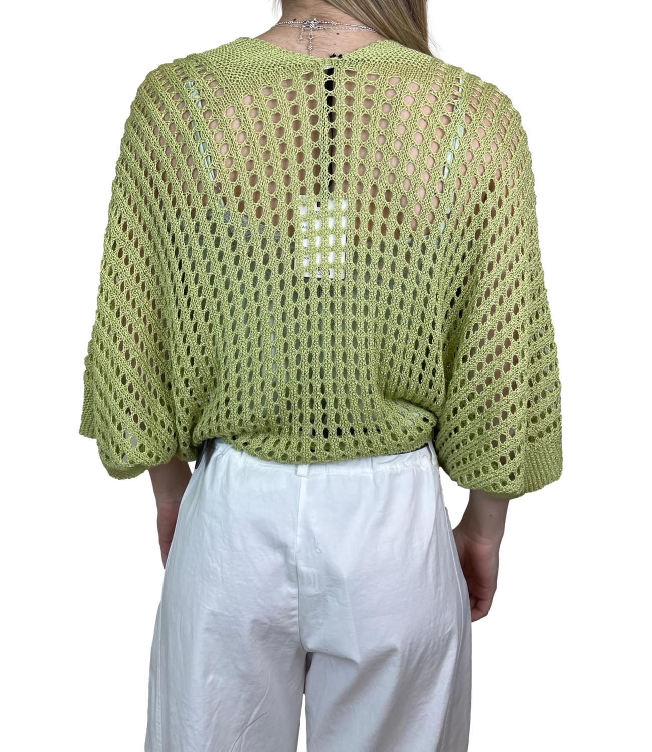 Studio It Cardigan Traforato Verde Donna