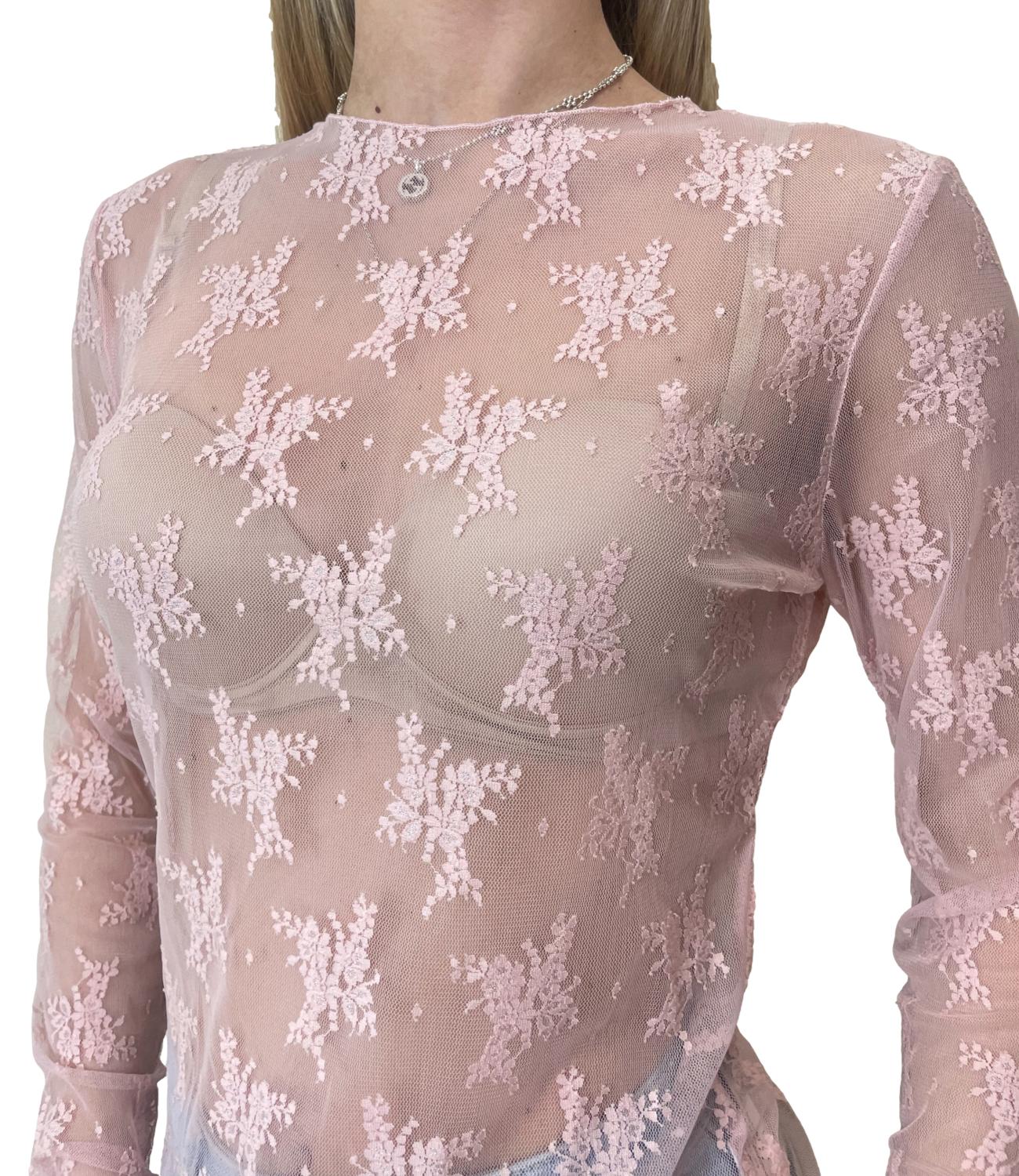 Susy Mix Maglia Pizzo Rosa