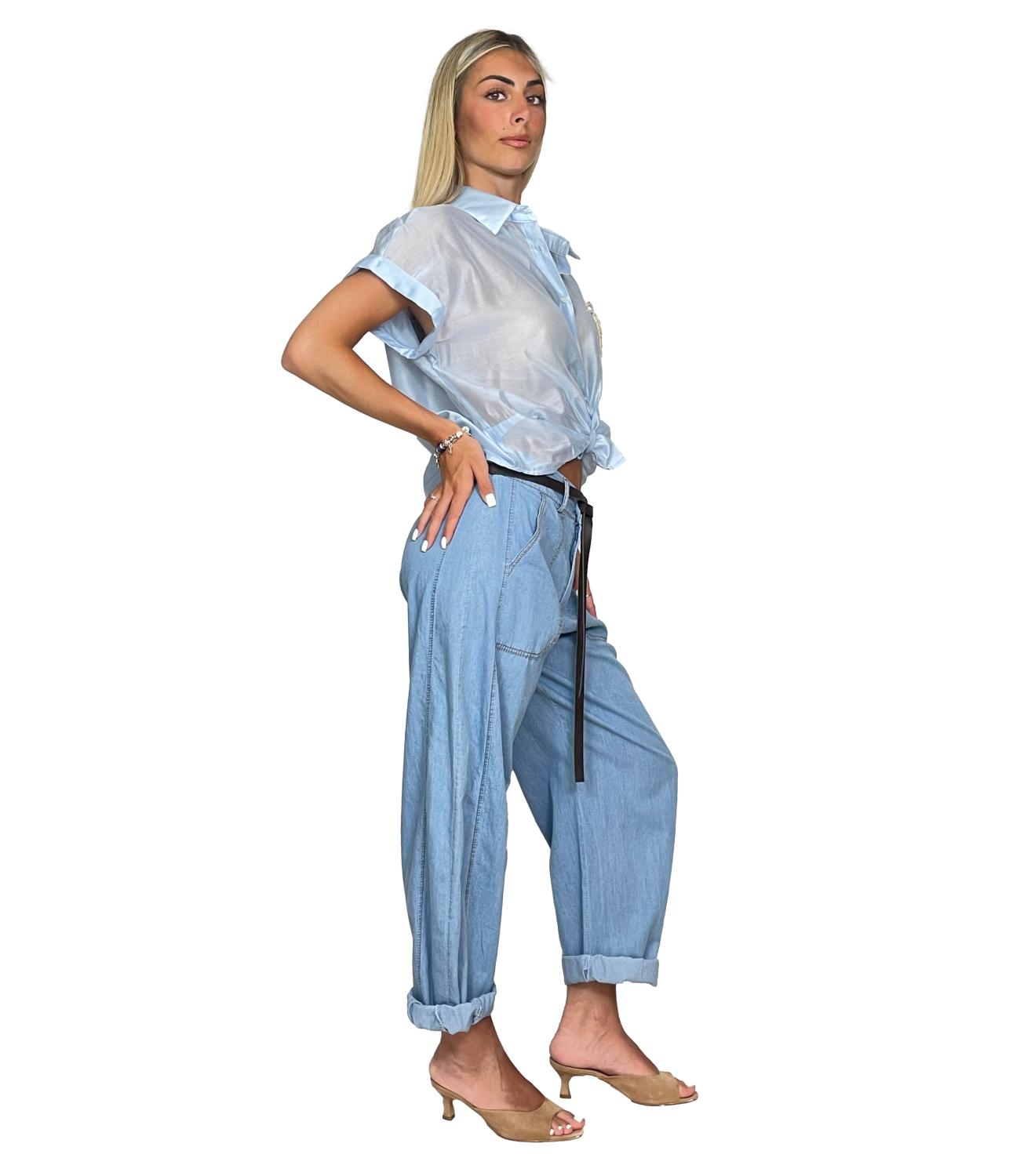 Susy Mix Camicia da Donna - Celeste - 26321