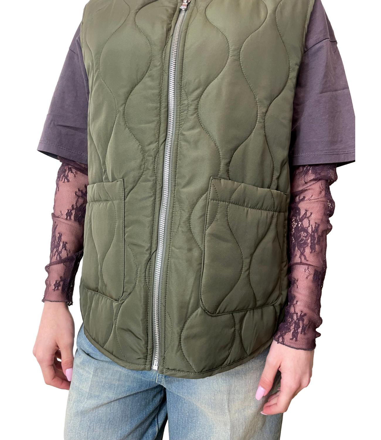 Susy Mix Gilet Verde Militare Donna