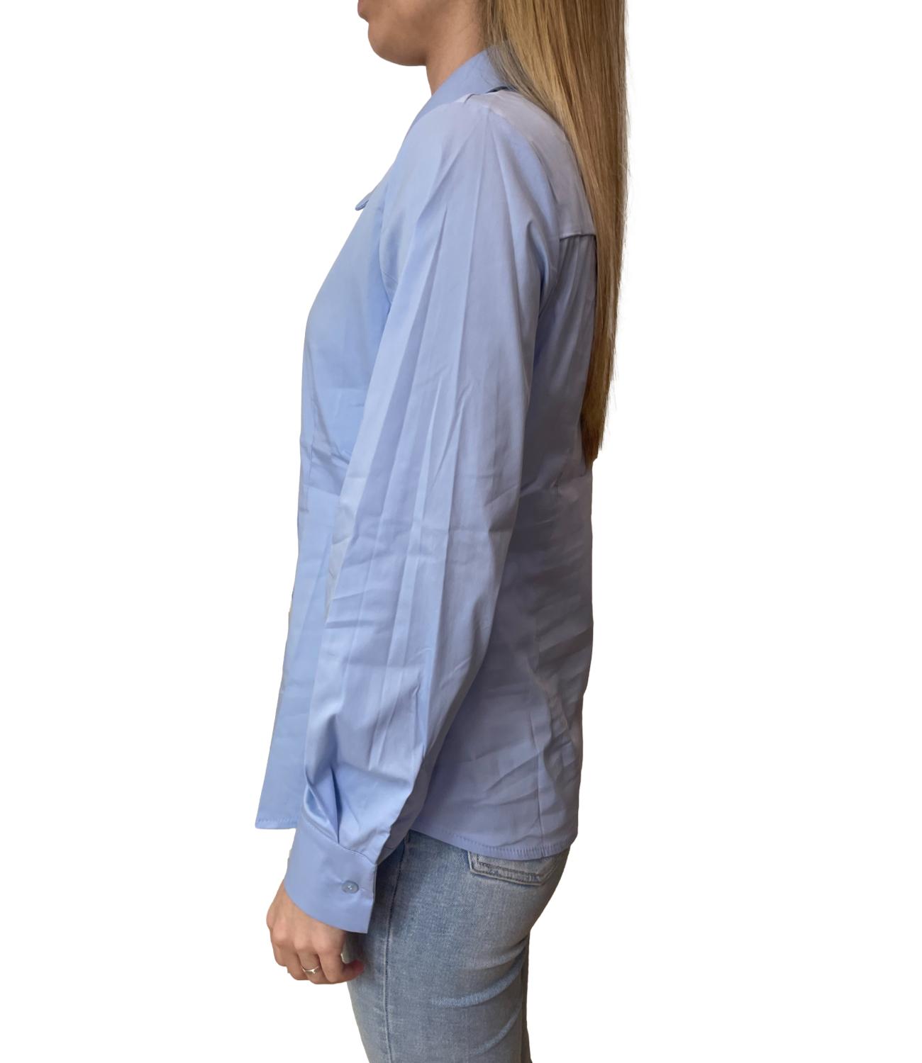 SUSY MIX camicia celeste con bottone gioiello donna