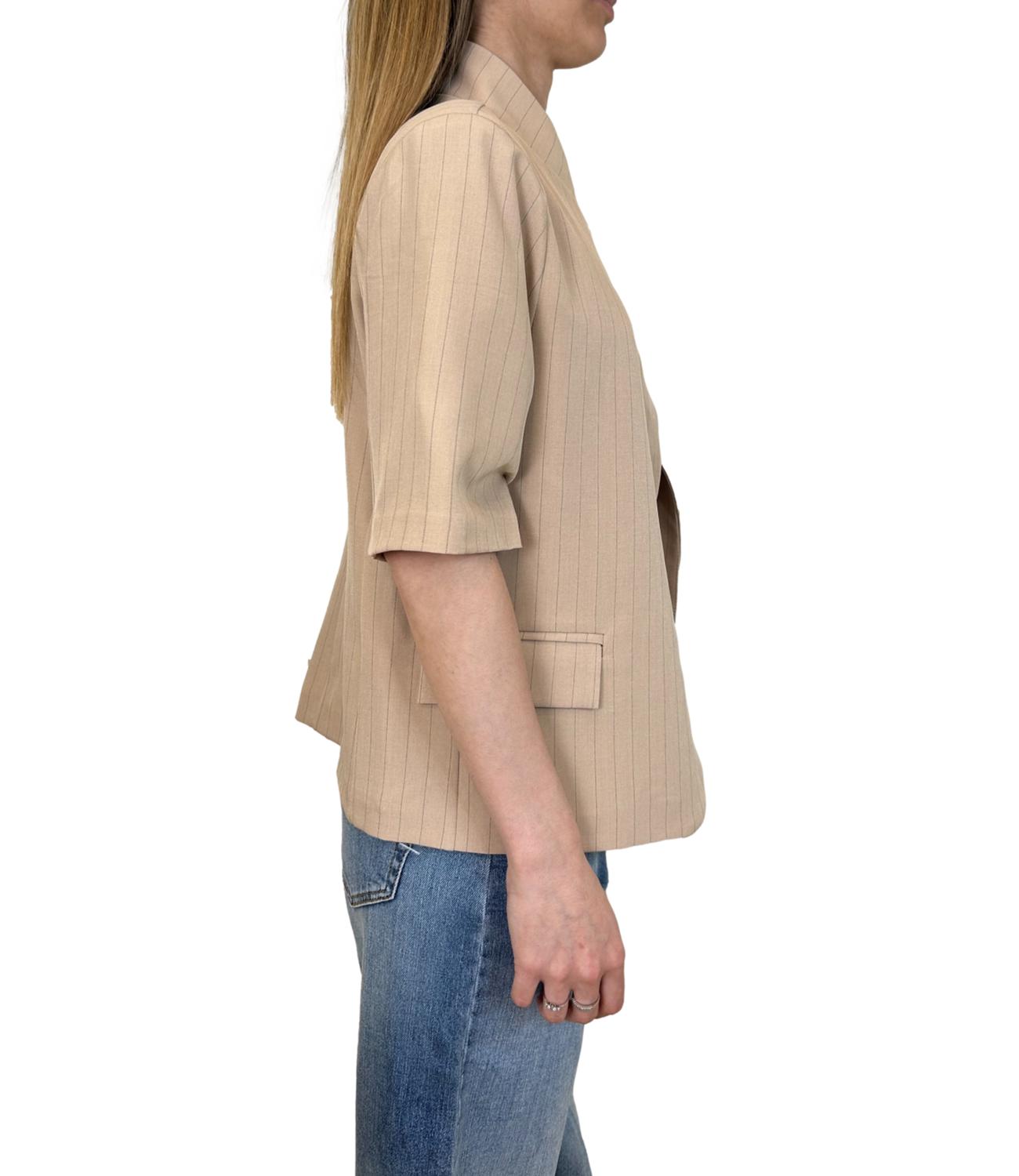 Susy Mix Giacca Beige Gessato Donna