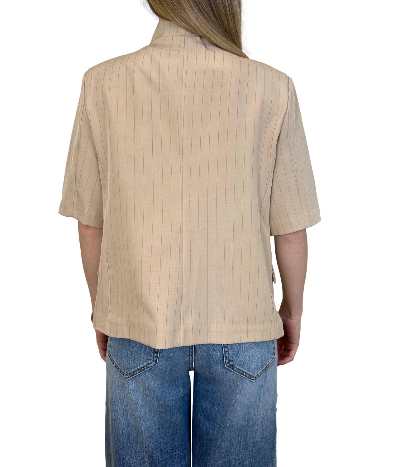 Susy Mix Giacca Beige Gessato Donna