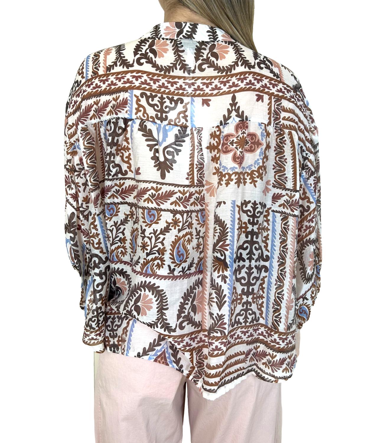 Susy Mix Camicia Fantasia Marrone Donna