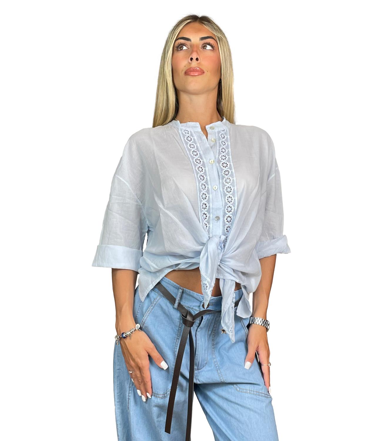 Susy Mix Camicia da Donna - Azzurro - G417cu