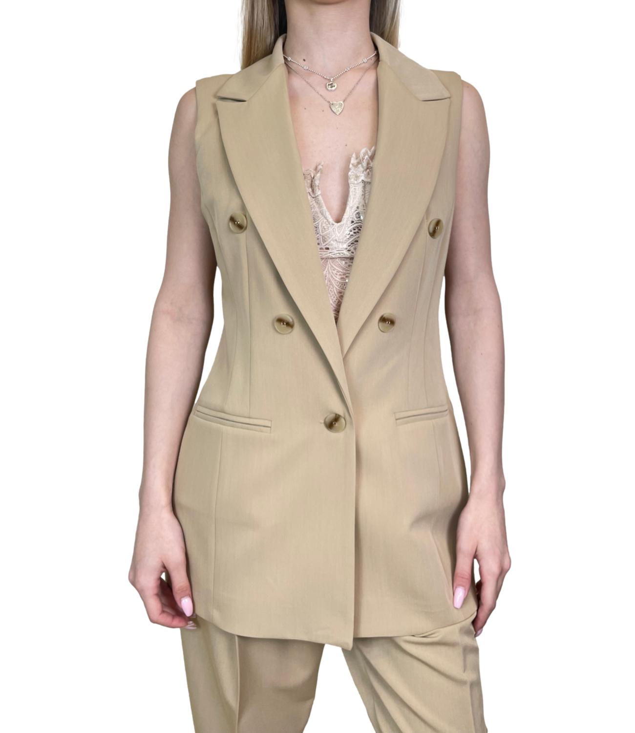 Susy Mix Gilet Cammello Donna