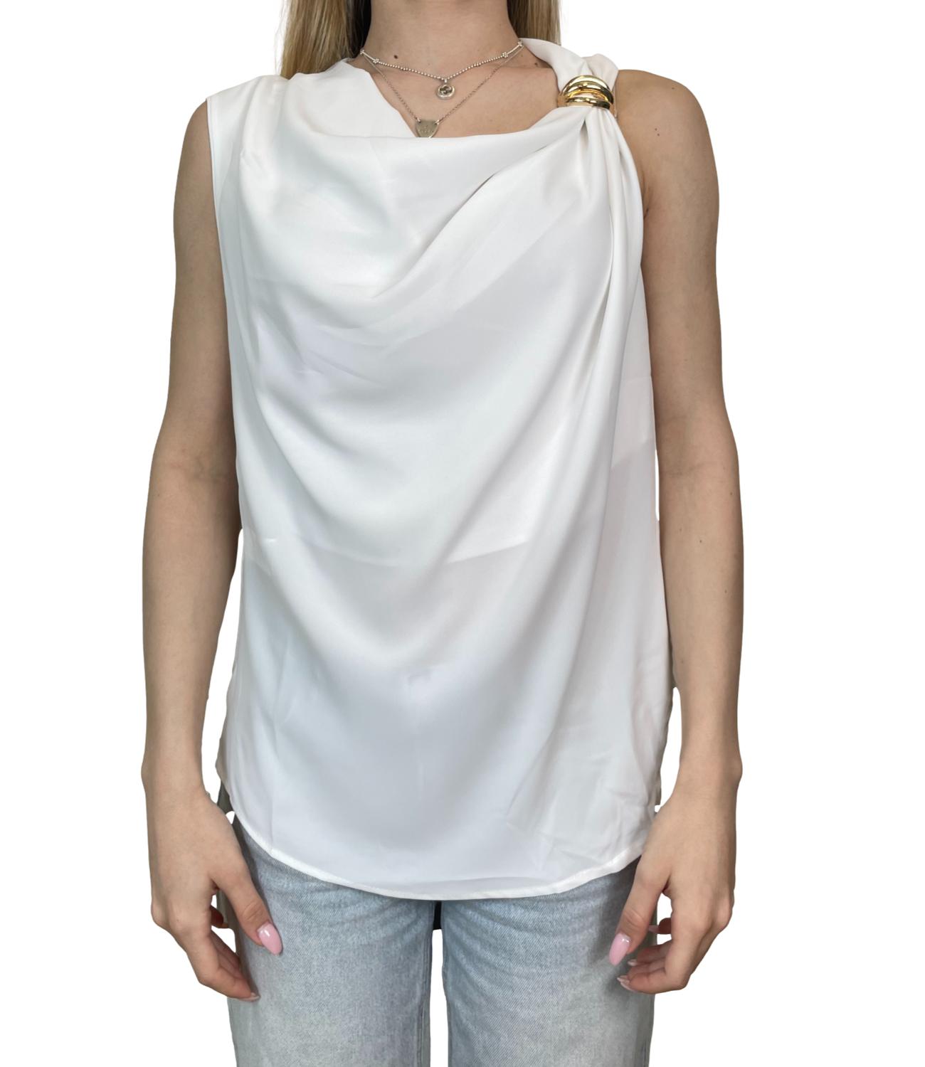 Susy Mix Camicia Smanicata Panna Donna