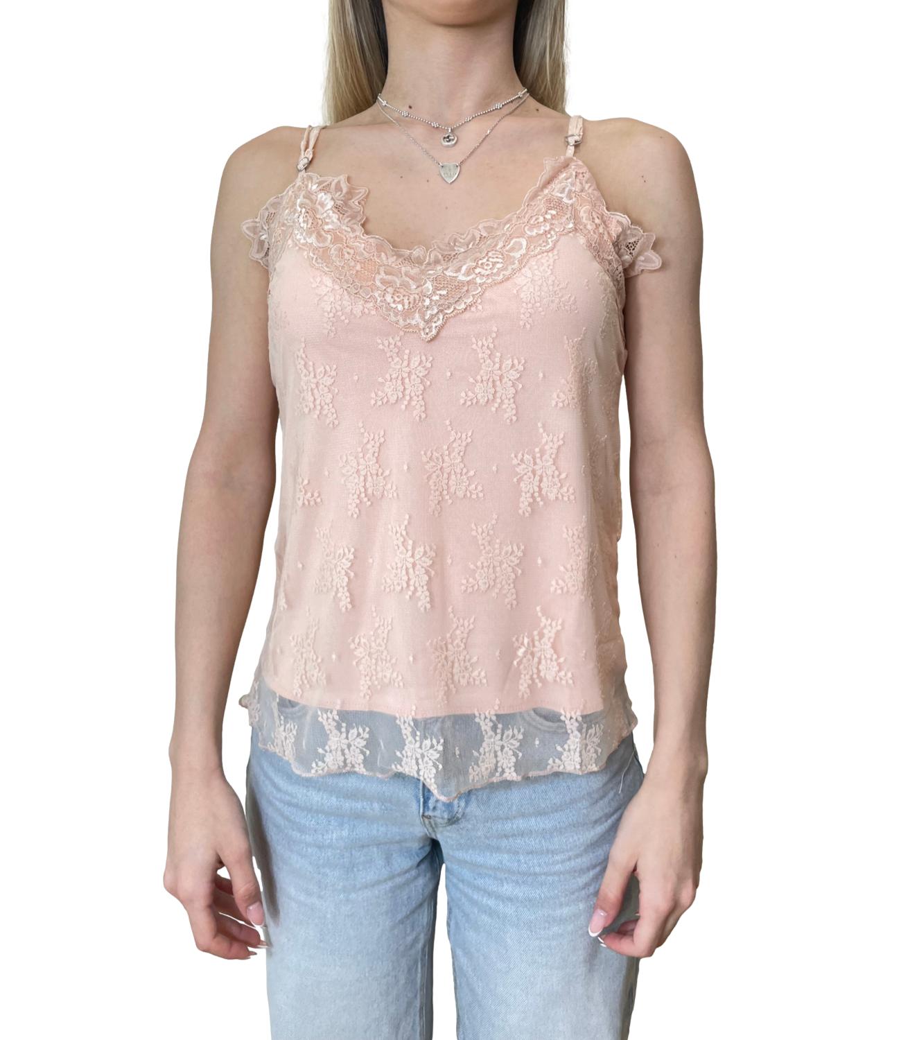 Susy Mix Top Pizzo Rosa Donna