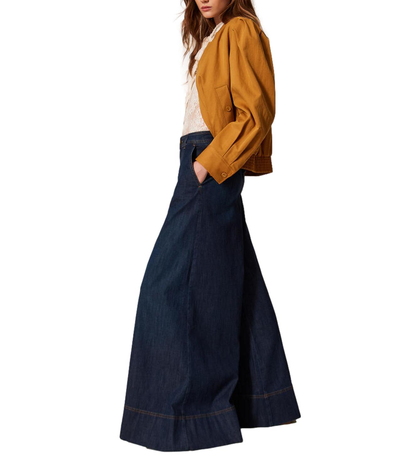 Twinset Pantalone Palazzo In Denim blu scuro donna