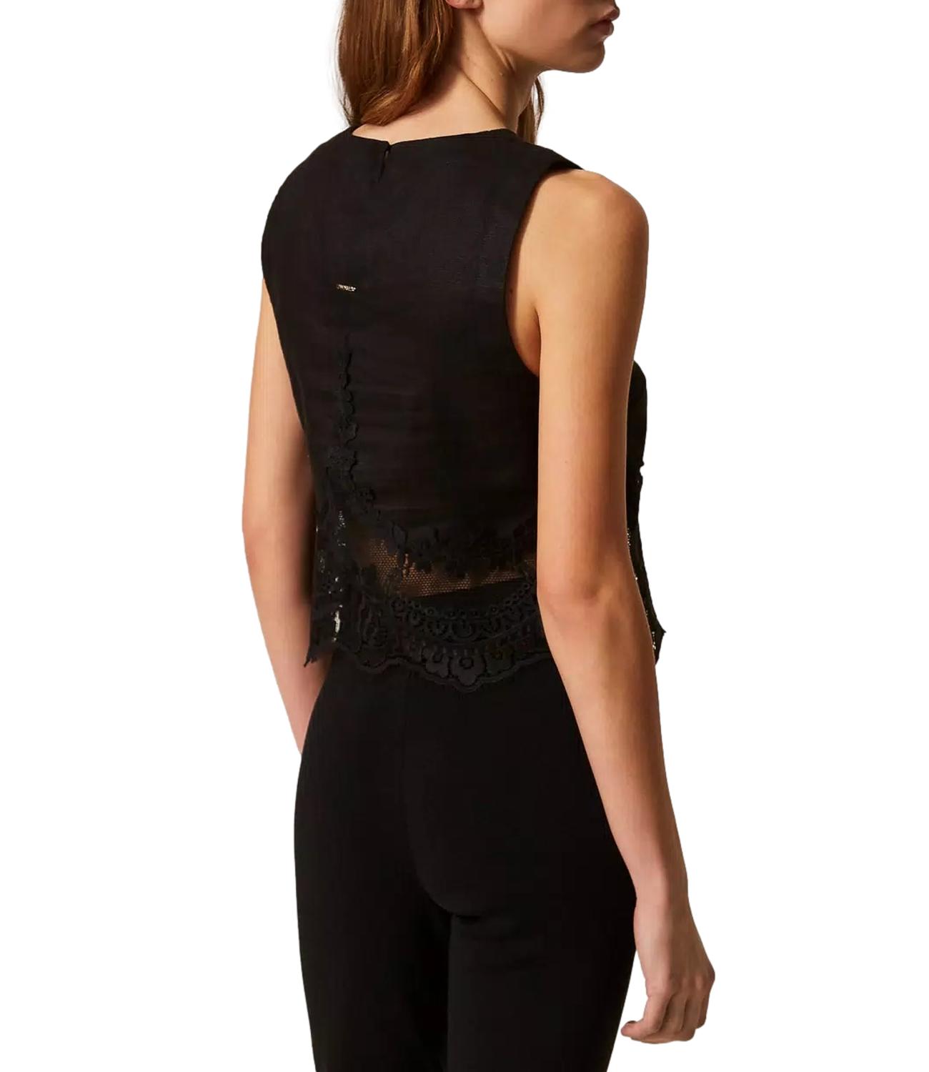 Twinset Top Pizzo Nero Donna