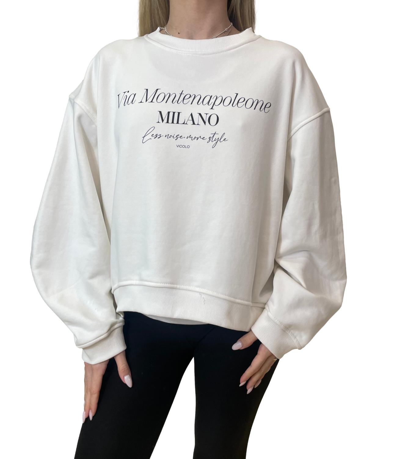 Vicolo Felpa Over Bianca Donna