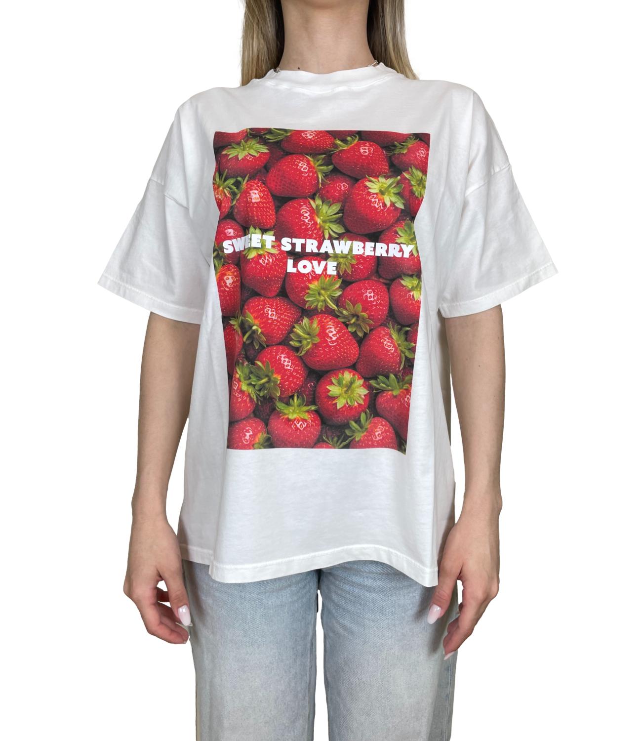 Vicolo T-shirt Strawberry Bianca Donna