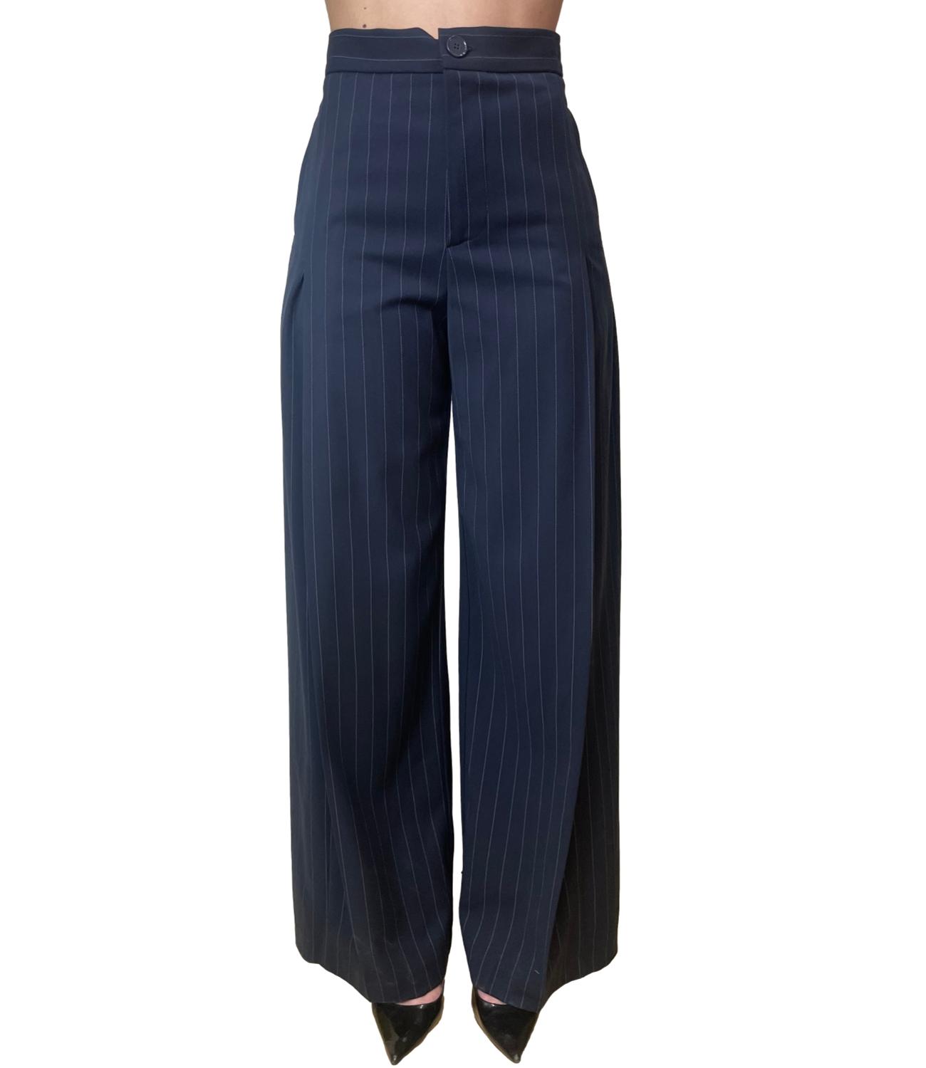 Vicolo Pantalone Gessato Blu Donna