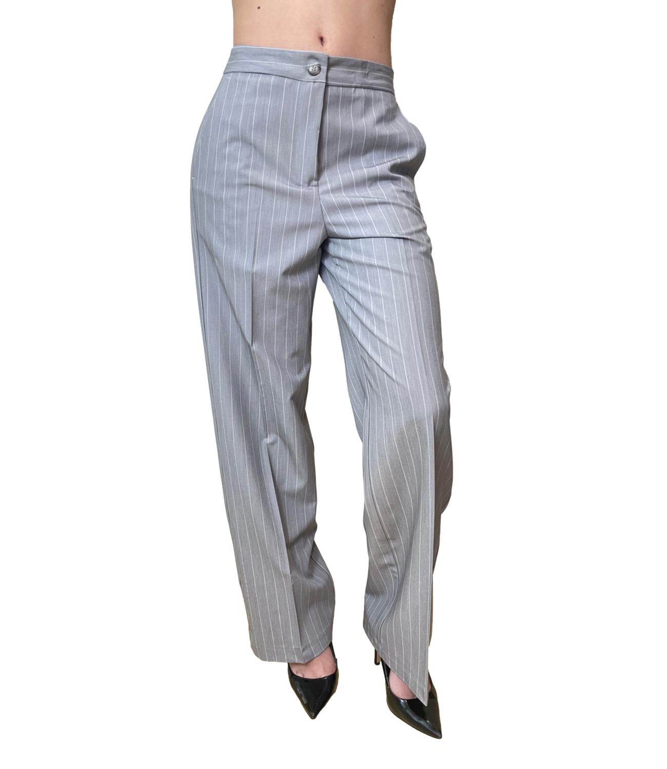 VICOLO pantalone gessato grigio donna