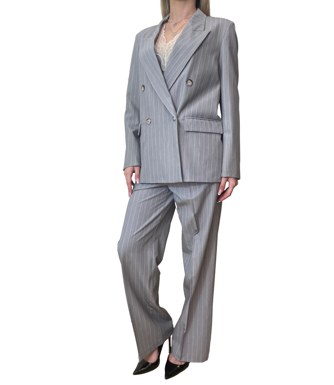 VICOLO pantalone gessato grigio donna