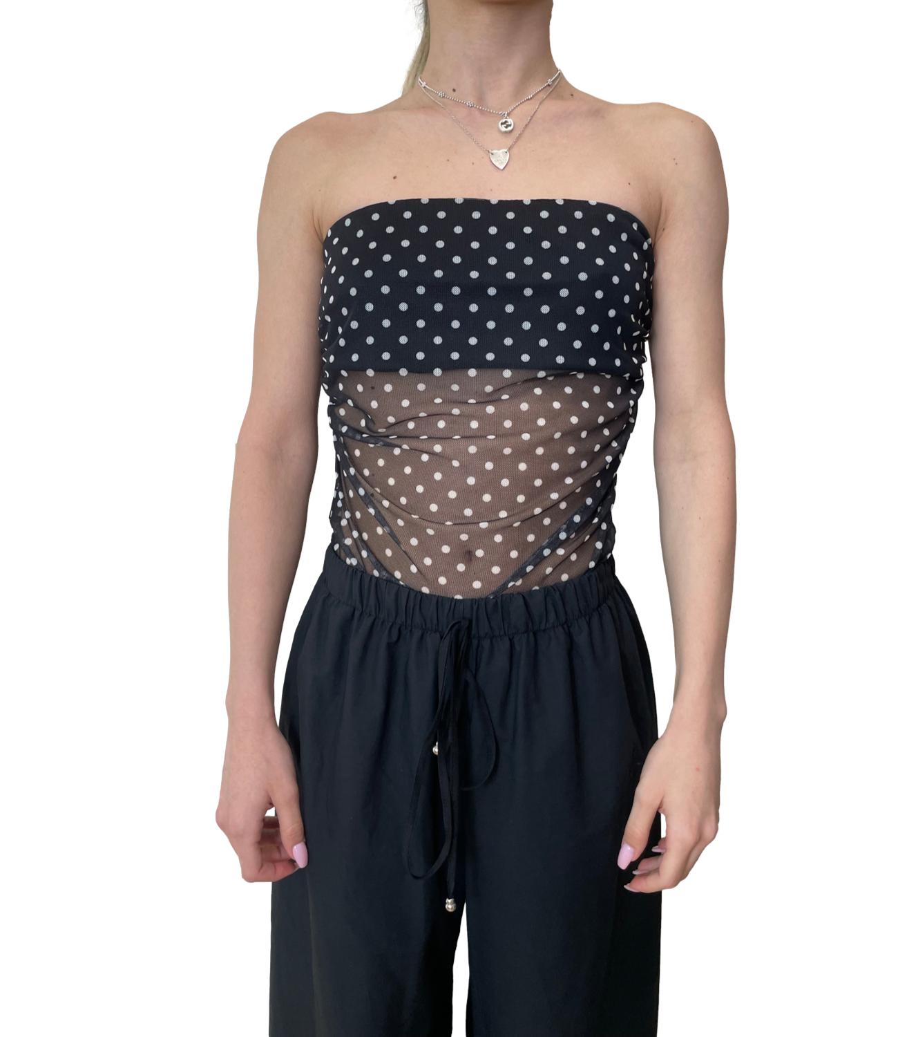 Vicolo Top Body Pois Nero Donna