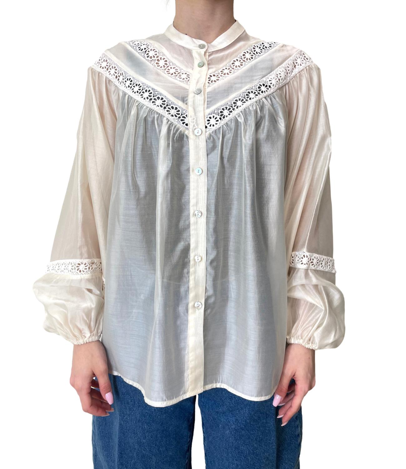 Vicolo Camicia Ricamata Beige Donna