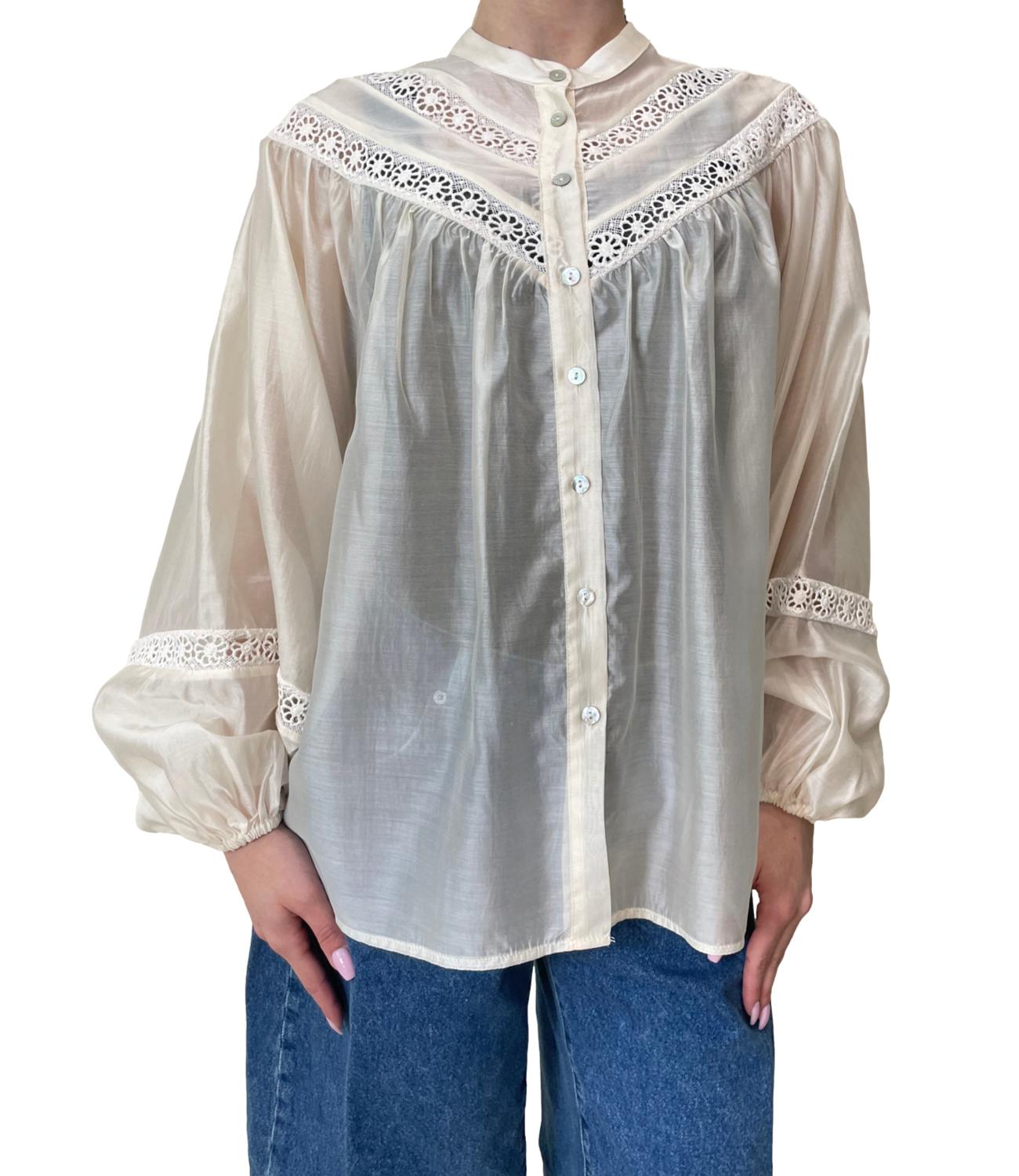 Vicolo Camicia Ricamata Beige Donna