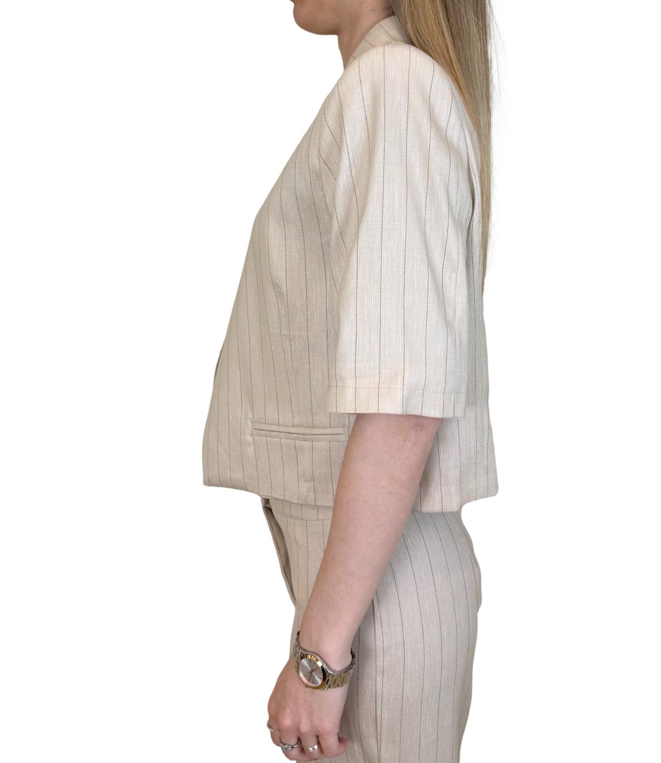 Vicolo Giacca Beige a righe Donna