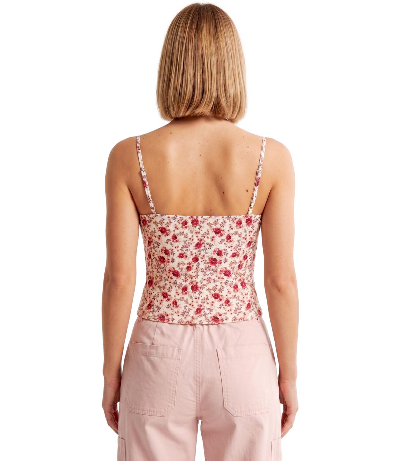 Vicolo Top Floreale Burro Donna