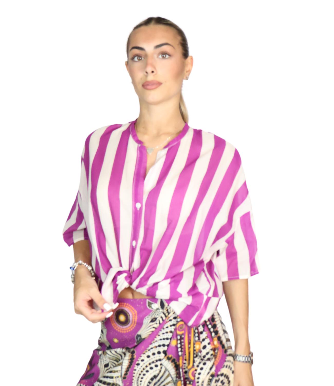 Vicolo Camicia Bianco/viola Donna