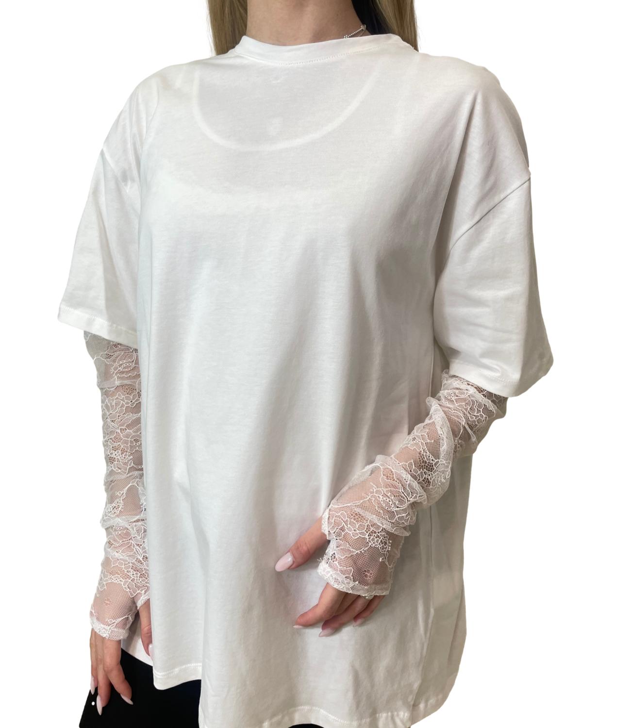 Vicolo T-shirt Pizzo Bianco Donna