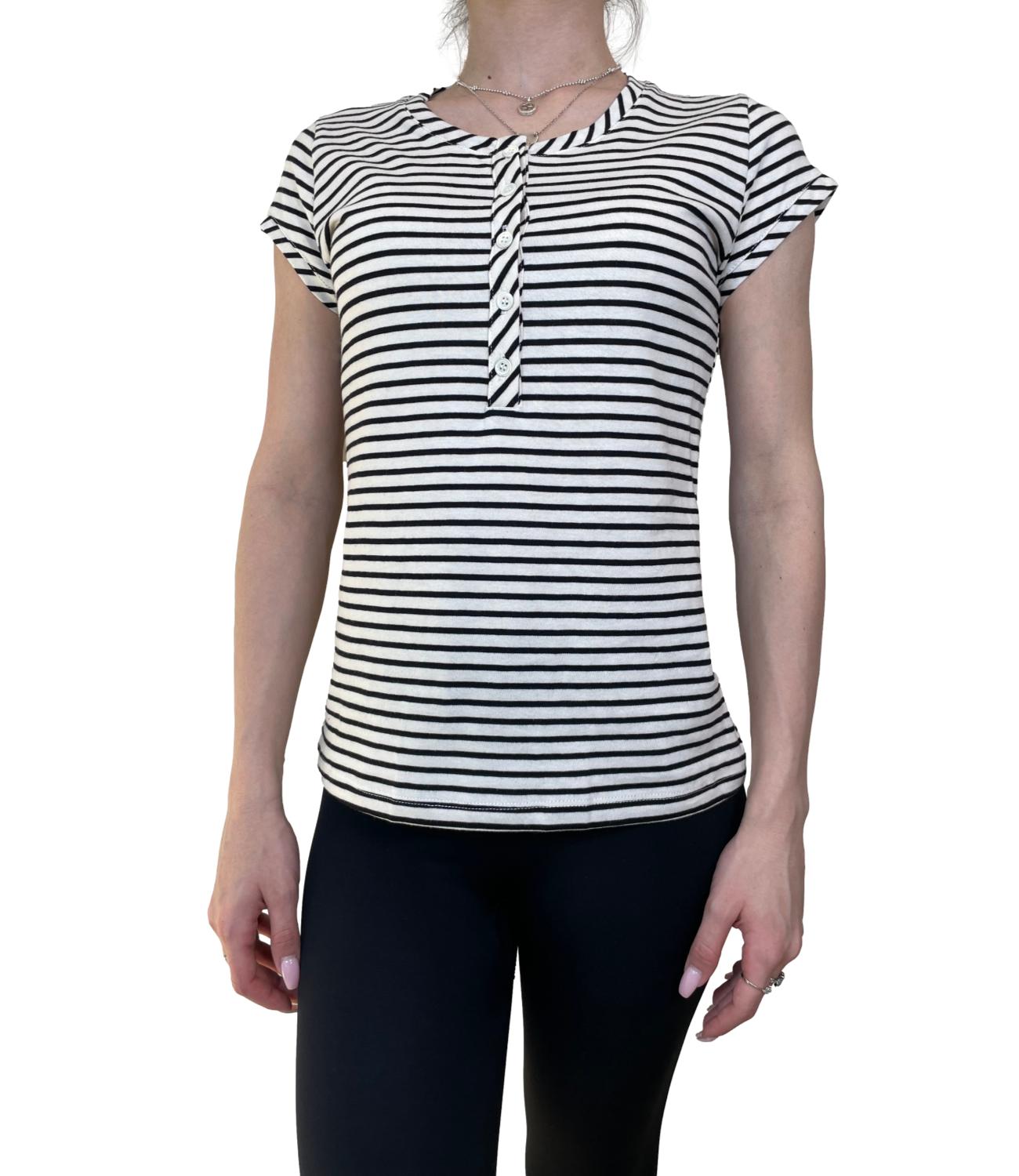 Vicolo T-shirt Righe Burro/Nero Donna