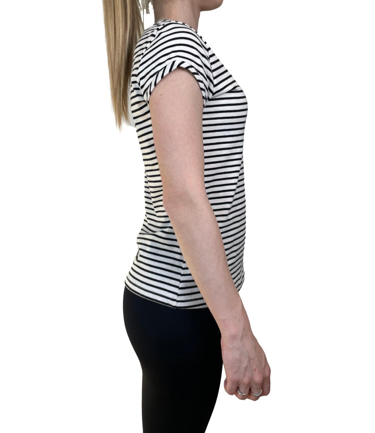 Vicolo T-shirt Righe Burro/Nero Donna