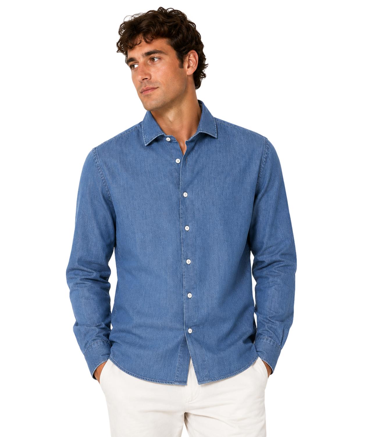 Xacus Camicia da Uomo - Denim - 742ml 11296