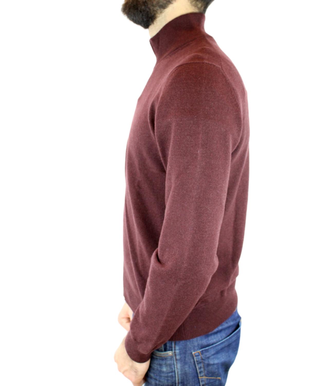 Bordeaux men's turtleneck sweater with zip
