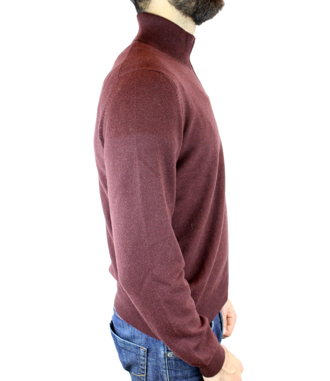 Bordeaux men's turtleneck sweater with zip