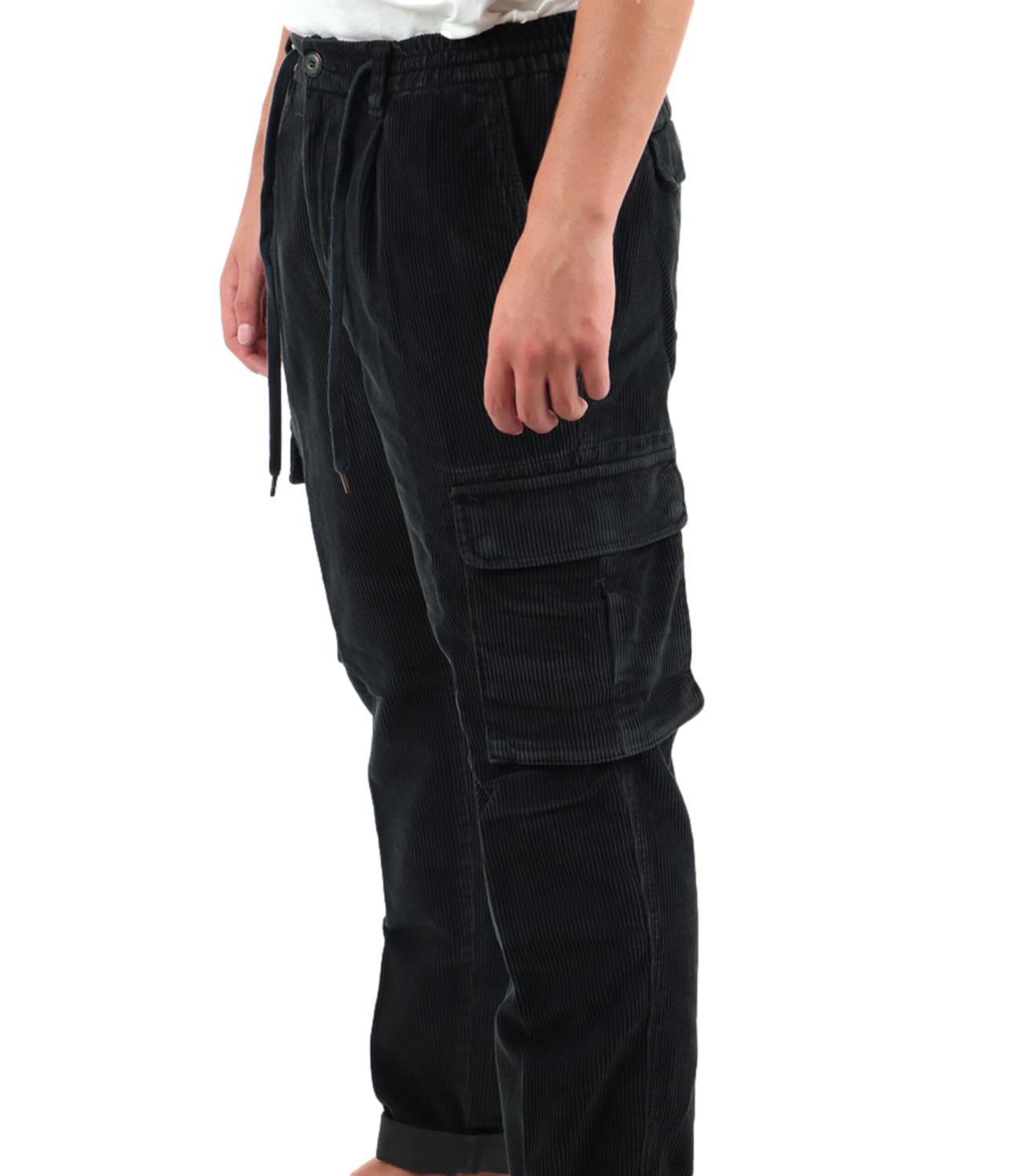 Aikoc men's cargo trousers in velvet with dark blue pockets