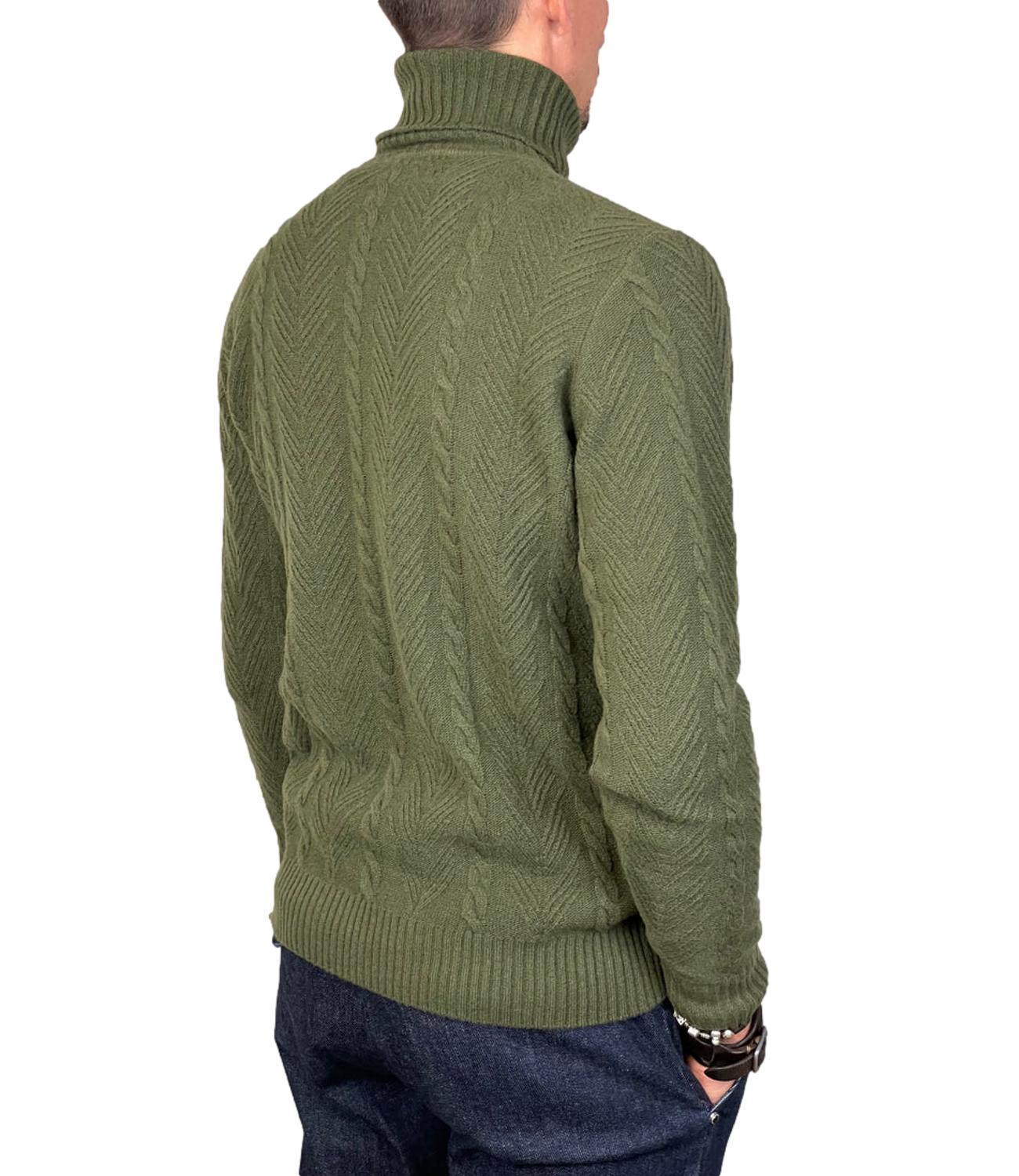 Forest green men's Pacey turtleneck with woven texture