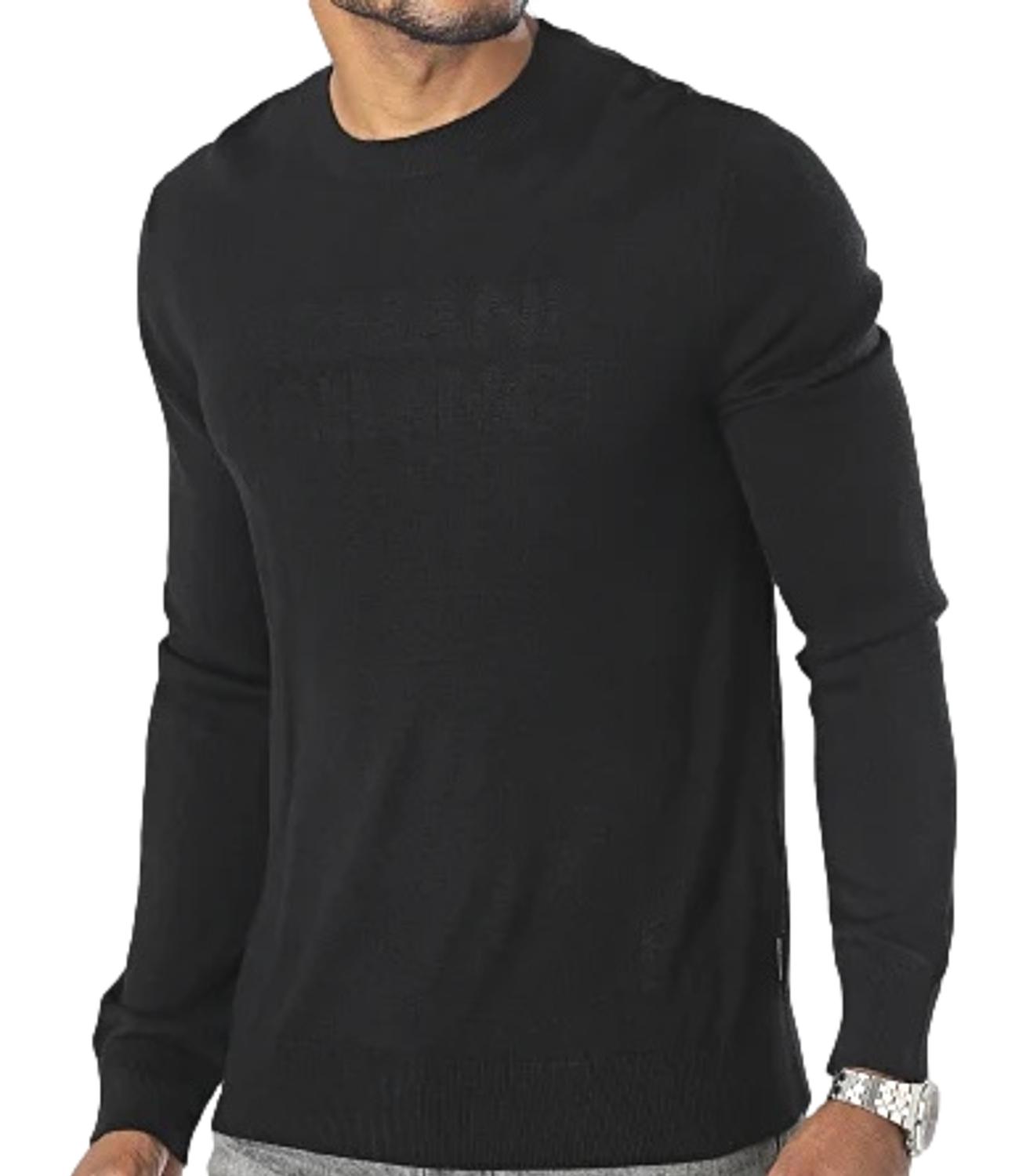 Pullover Armani Exchange rasato uomo nero con logo in rilievo