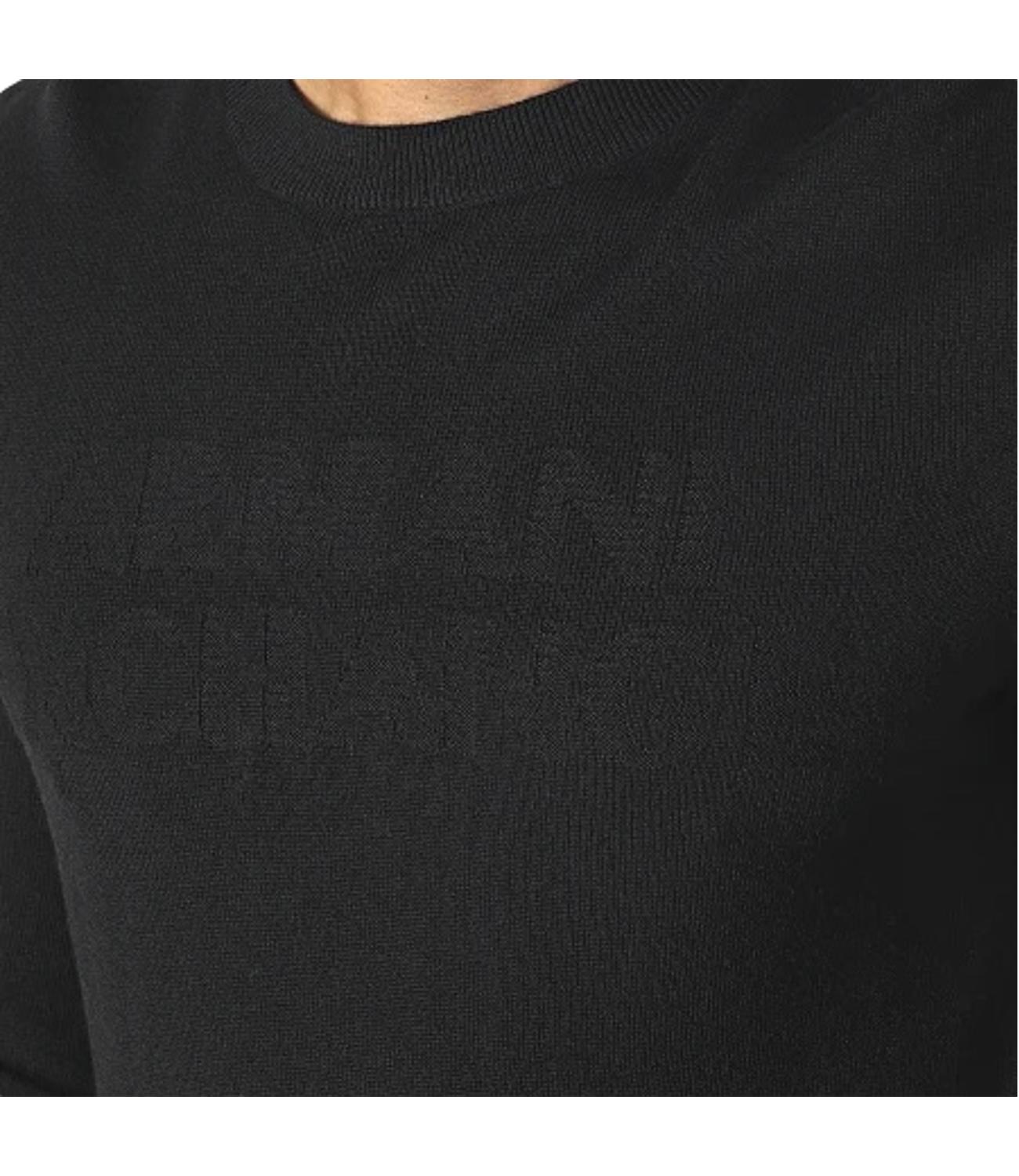 Armani Exchange pull homme noir rasé avec logo en relief