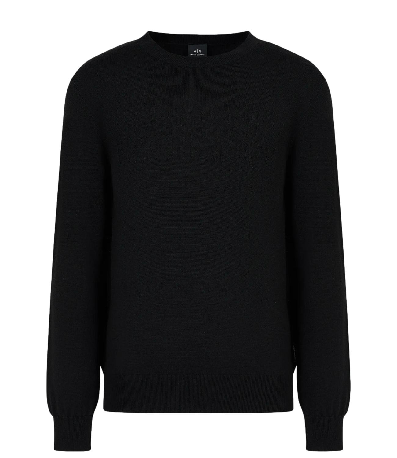 Armani Exchange shaved black men's pullover with embossed logo