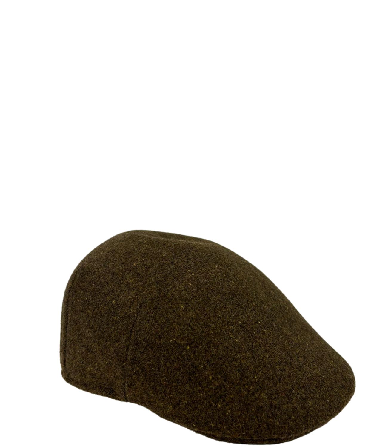 Men's stick cap in mud green wool
