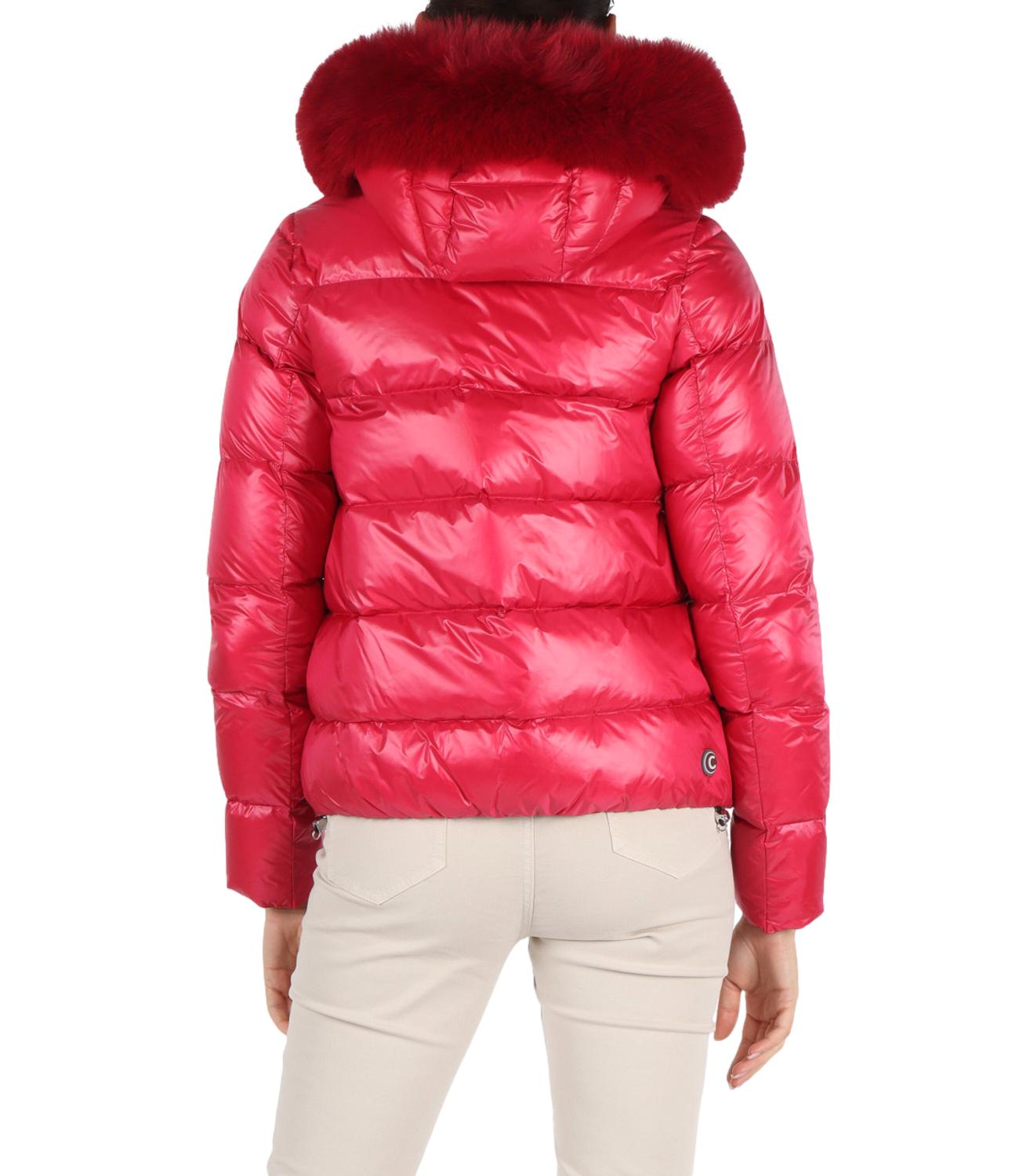 Fuchsia Short Quilted Down Jacket with fur