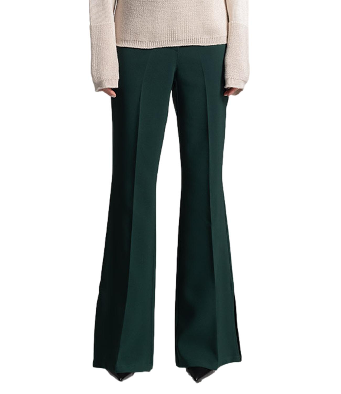 Women's green slit trousers