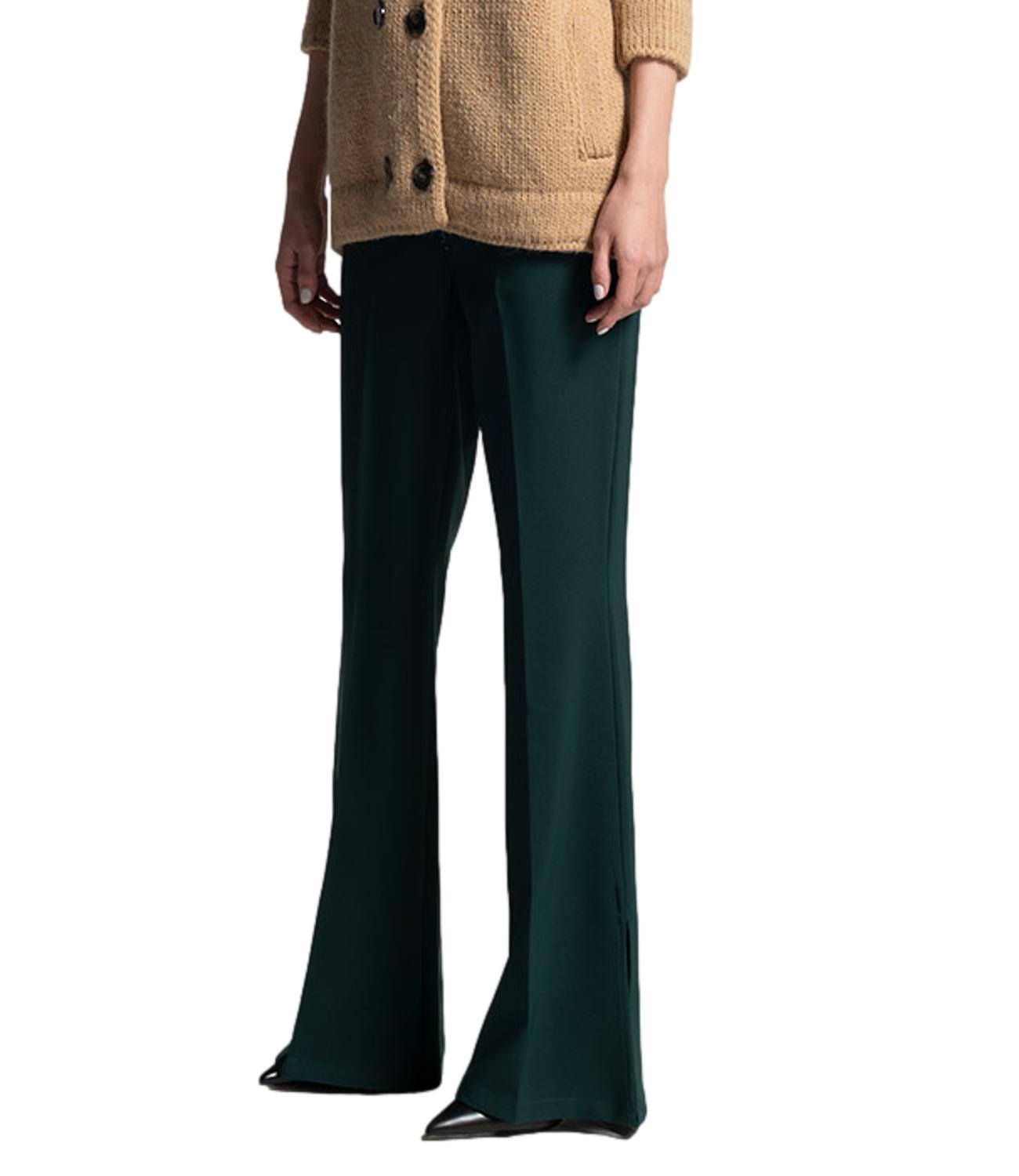 Women's green slit trousers