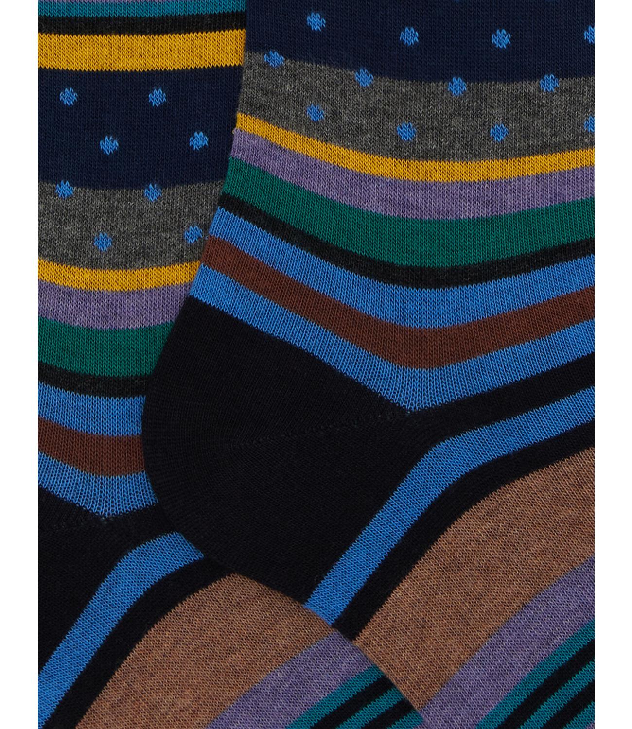 Multistripe and polka dots men's long socks