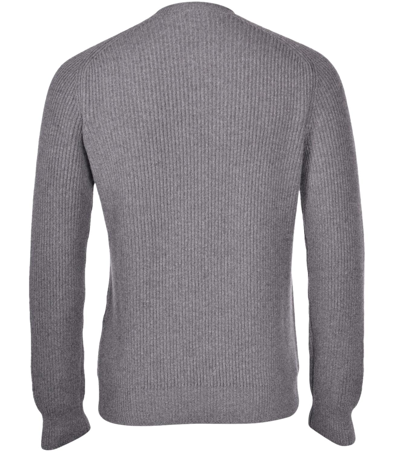 Gran Sasso Pullover in lana a coste uomo grigio tenue
