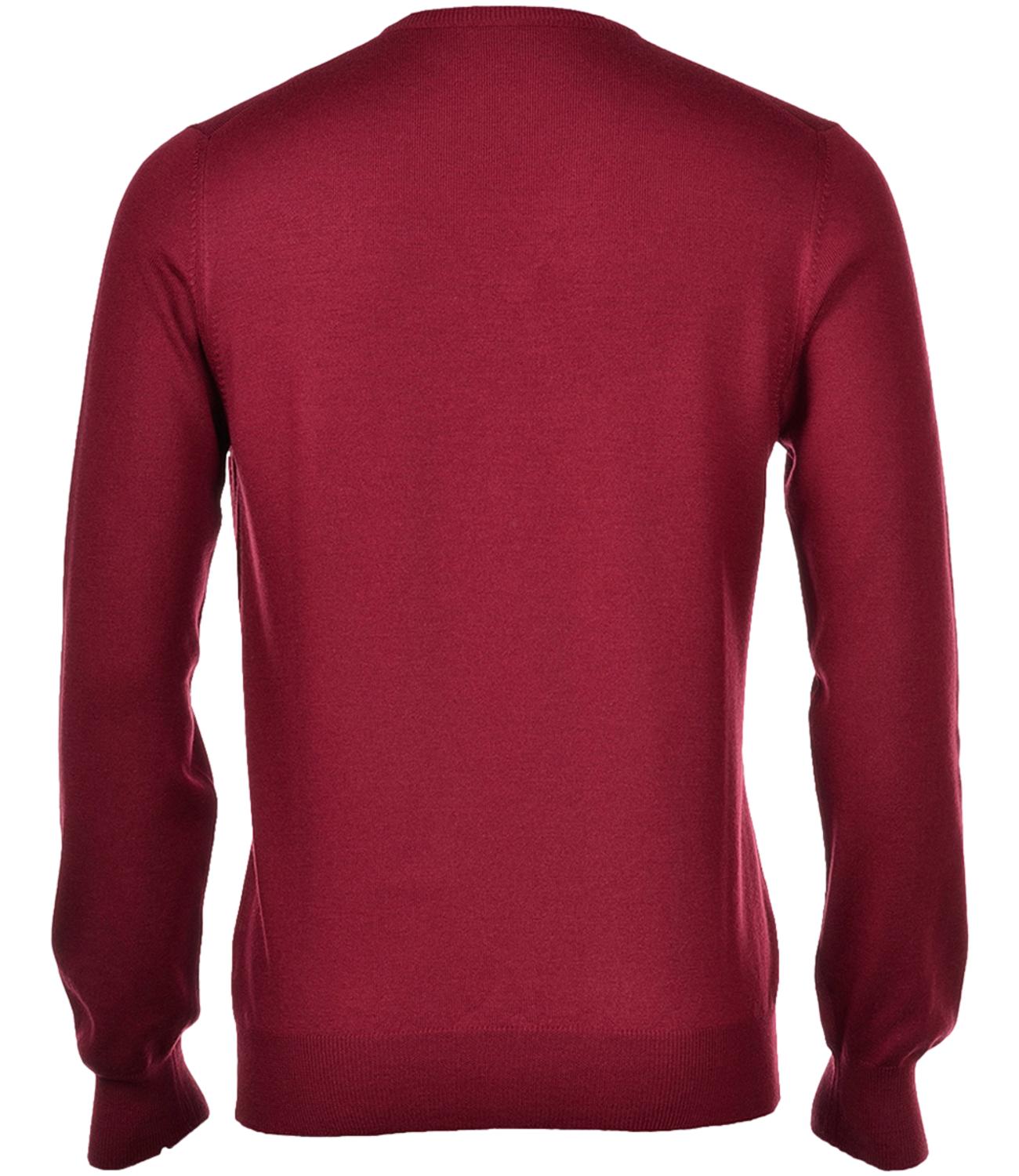 Pull col rond bordeaux pour homme en laine