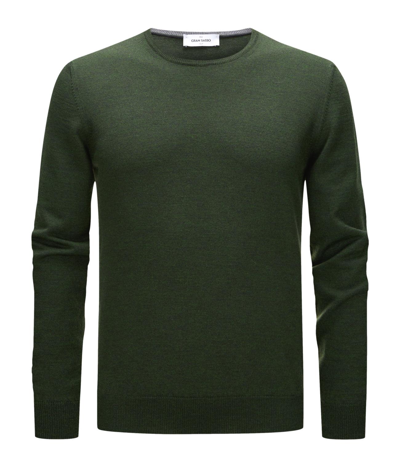 Green crew neck sweater for men