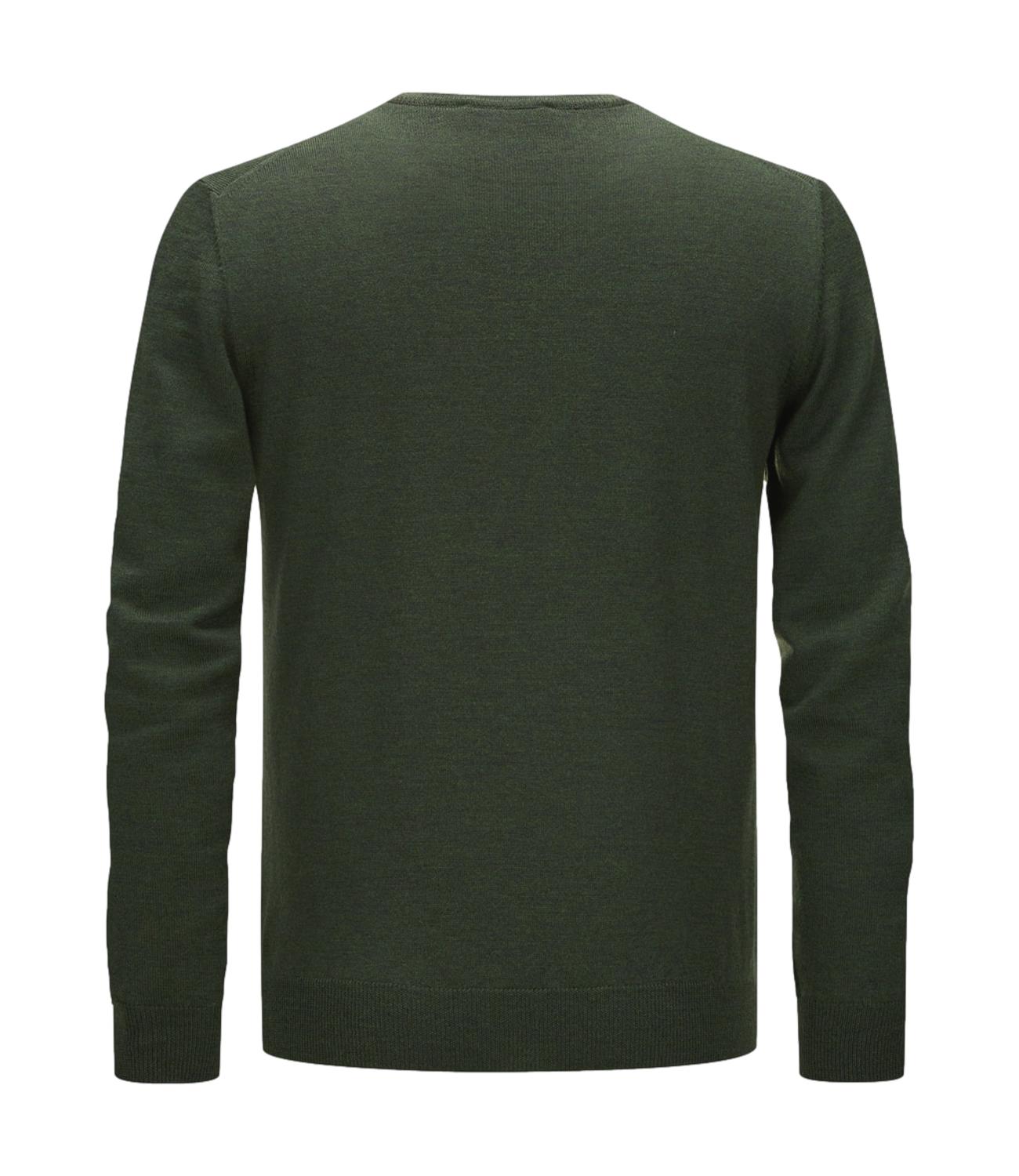 Green crew neck sweater for men