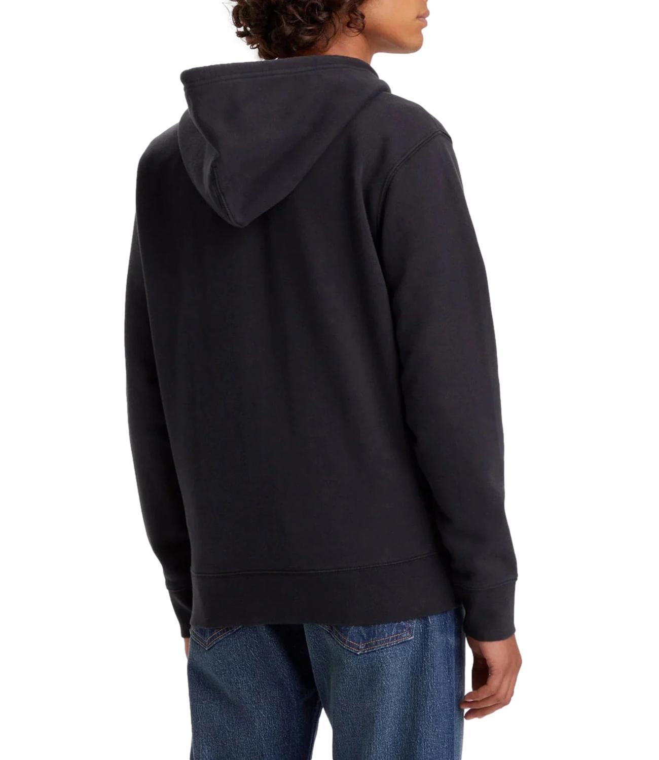 The original HM HOODIE brushed men's black sweatshirt with zip and cotton hood