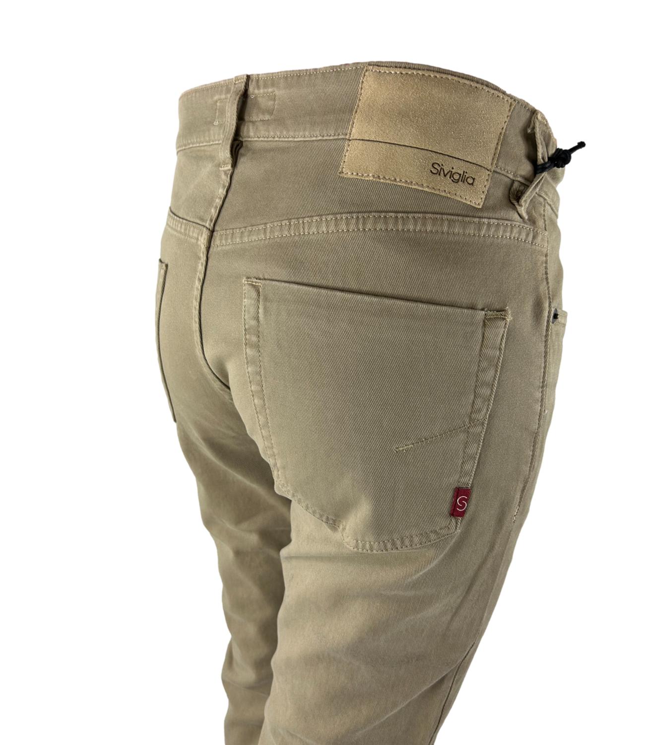 Beige Siviglia five-pocket trousers L.32 with buttons