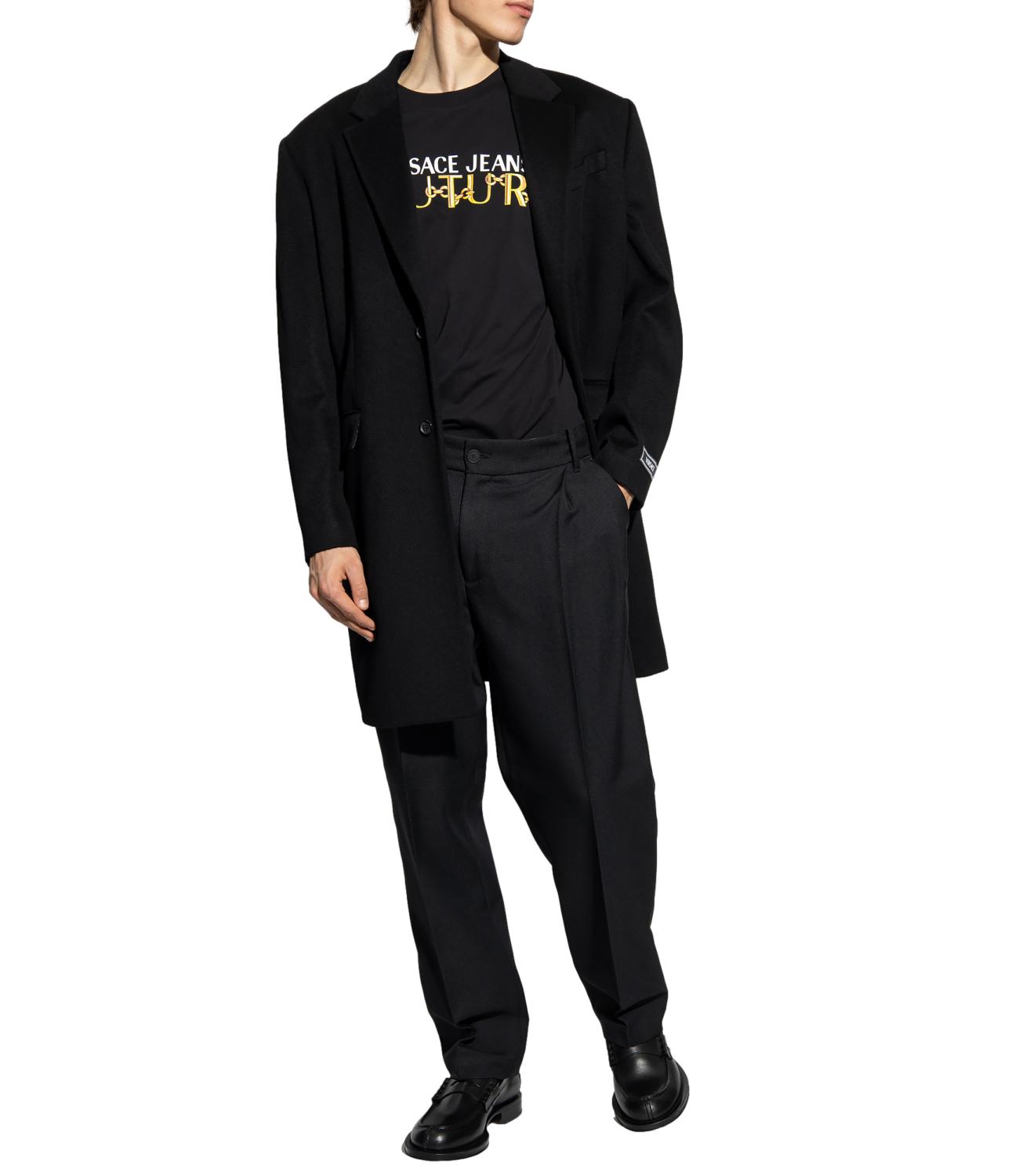 T-shirt Versace Couture uomo nera con logo grande sul petto
