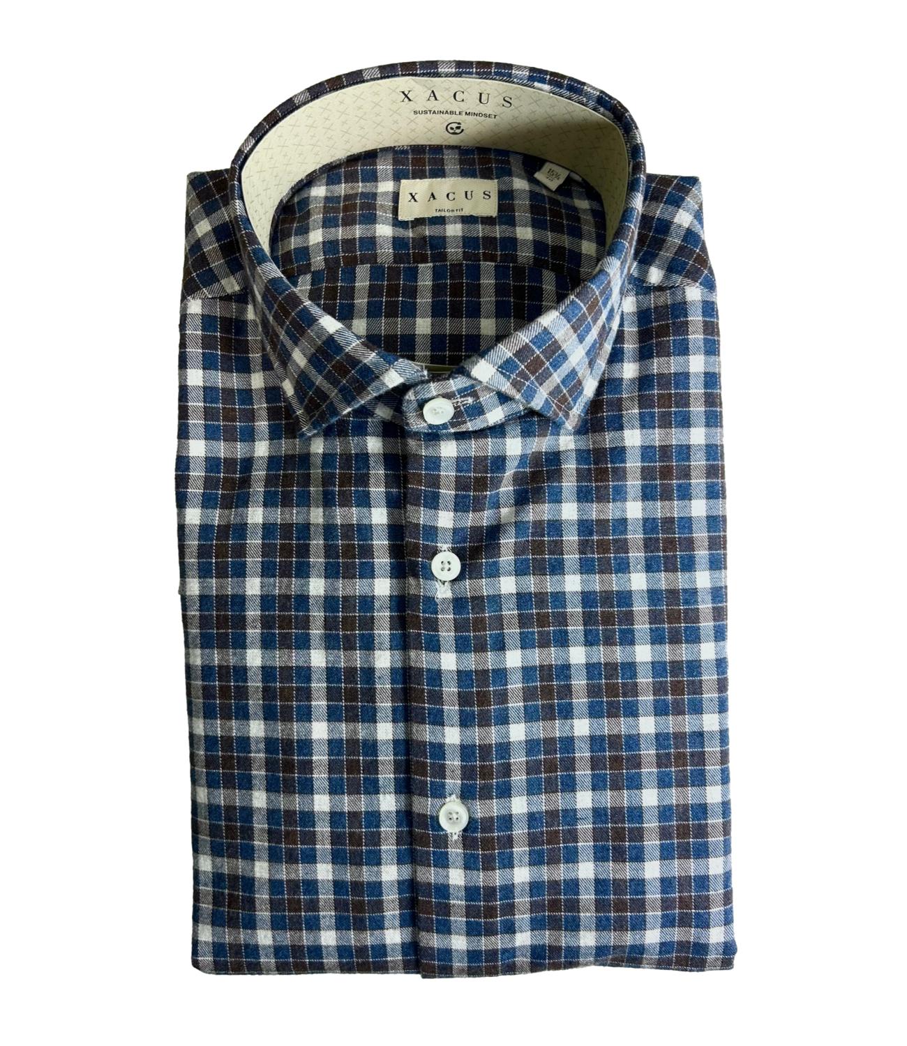 Camicia Xacus a quadri bianchi bordeaux e blu