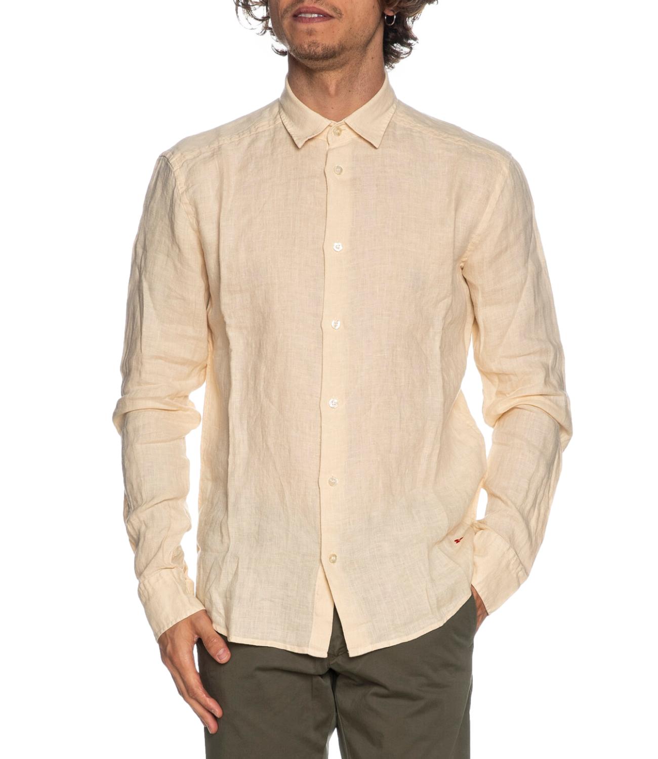 Camicia PEUTEREY uomo in Lino beige con colletto e manica lunga